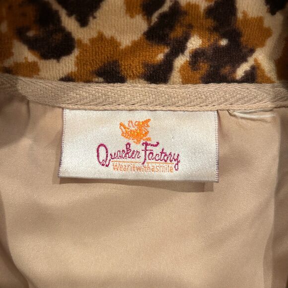 Quacker Factory Brown Leopard Print Quilted Sequin Lined Large Vest Glamour - Picture 3 of 13